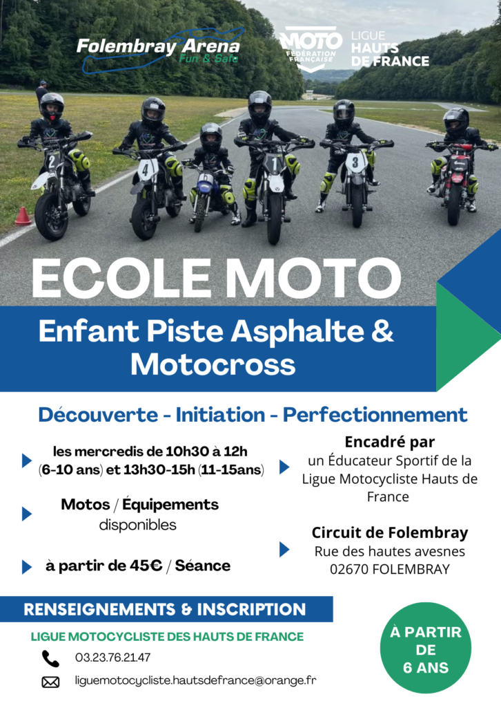 École moto jeunes 2026/2027 - Circuit de Folembray